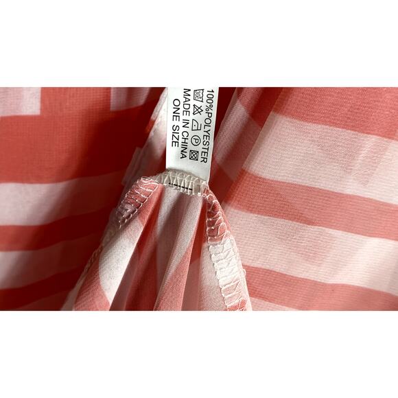 Women's Red/White Square-Striped Printed Ruffle-Hem Open-Front Cardigan SZ OS - Picture 7 of 7